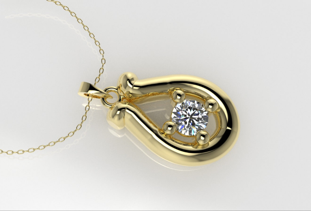 14K Pendant with 1 DIAMOND 3mm, includes 18 inch chain