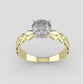 Gold engagement ring with 1.00 ct Moissanite VS1, stt prongs, band twisted
