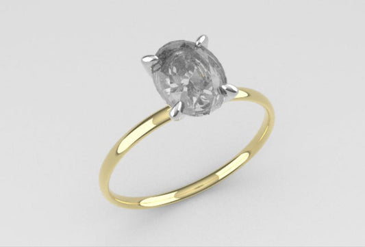 14K ring with Diamond VS1, style oval, stt prong