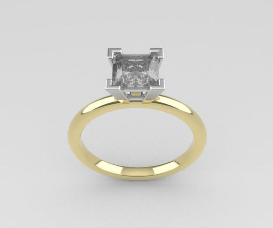 14K yellow engagement ring with Diamond VS1, cut Princess