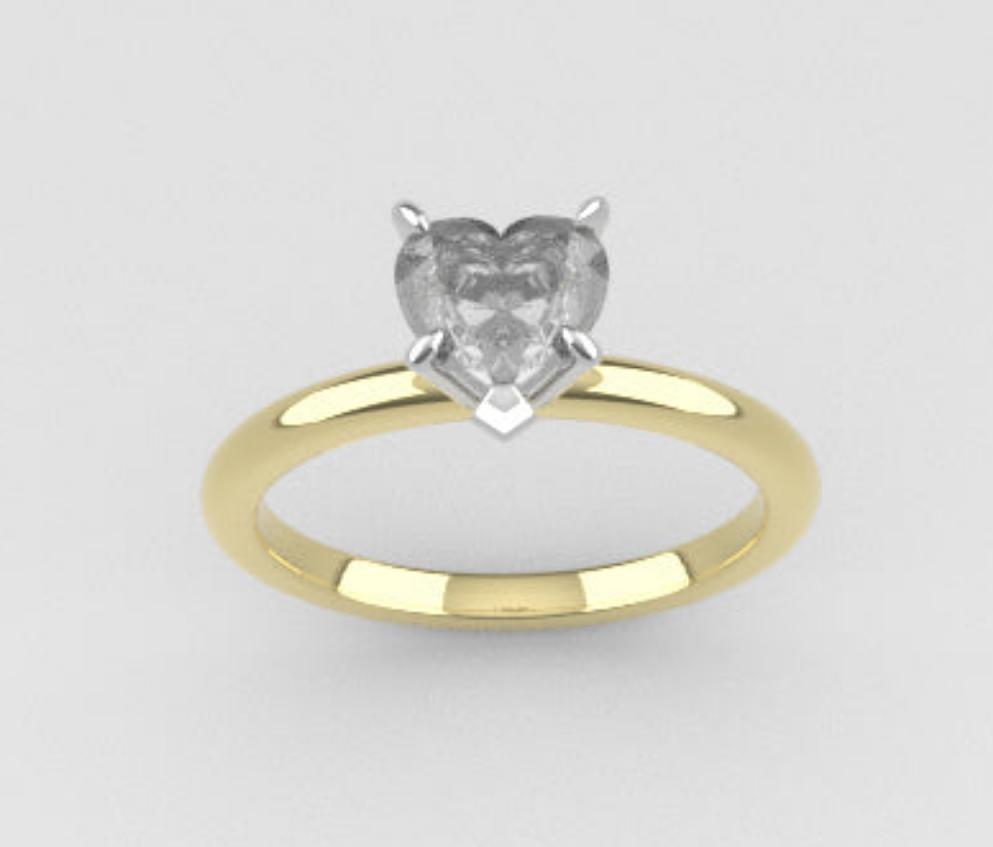 14K engagement gold ring with Diamond VS1, style Heart