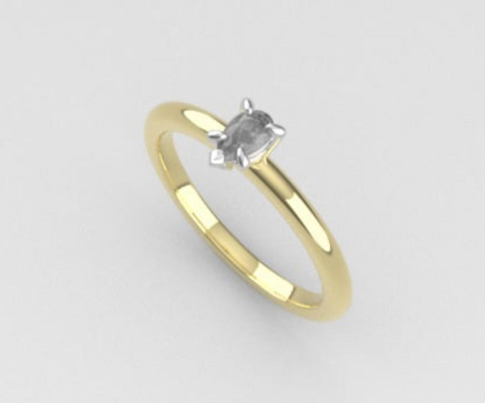 14K Band ring with MOISSANITE VS1, style Pear, STT PRONG