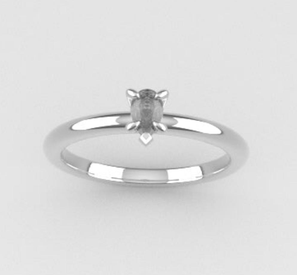 14K Band ring with MOISSANITE VS1, style Pear, STT PRONG