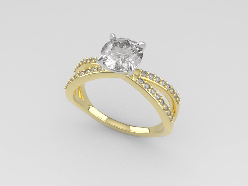 14K yellow gold Ring with Diamond VS1, Stt prongs