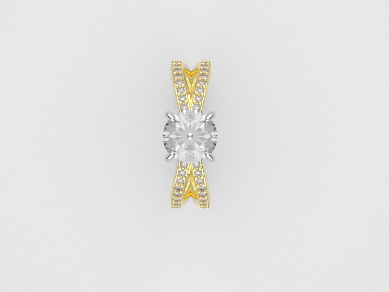 14K yellow gold Ring with Diamond VS1, Stt prongs