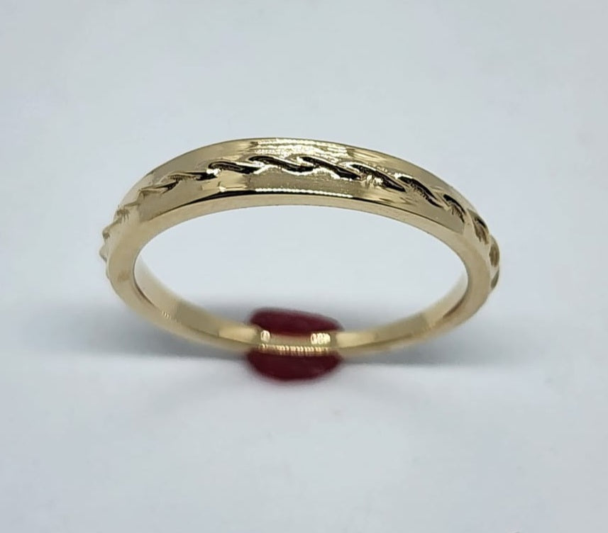 14k wedding ring, band, rope, solid gold