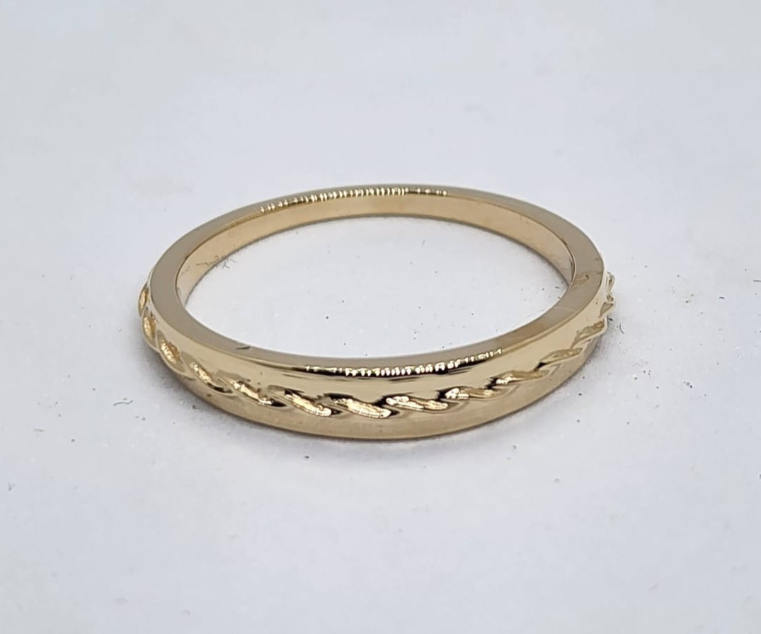 14k wedding ring, band, rope, solid gold