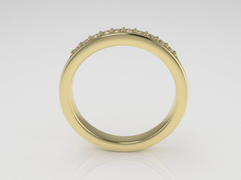 14k Wedding Ring with 10 Diamonds, cut chanel, stt prong