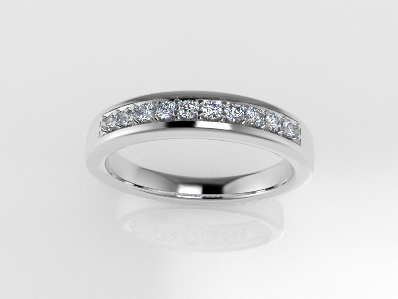 14k Wedding Ring with 10 Diamonds, cut chanel, stt prong
