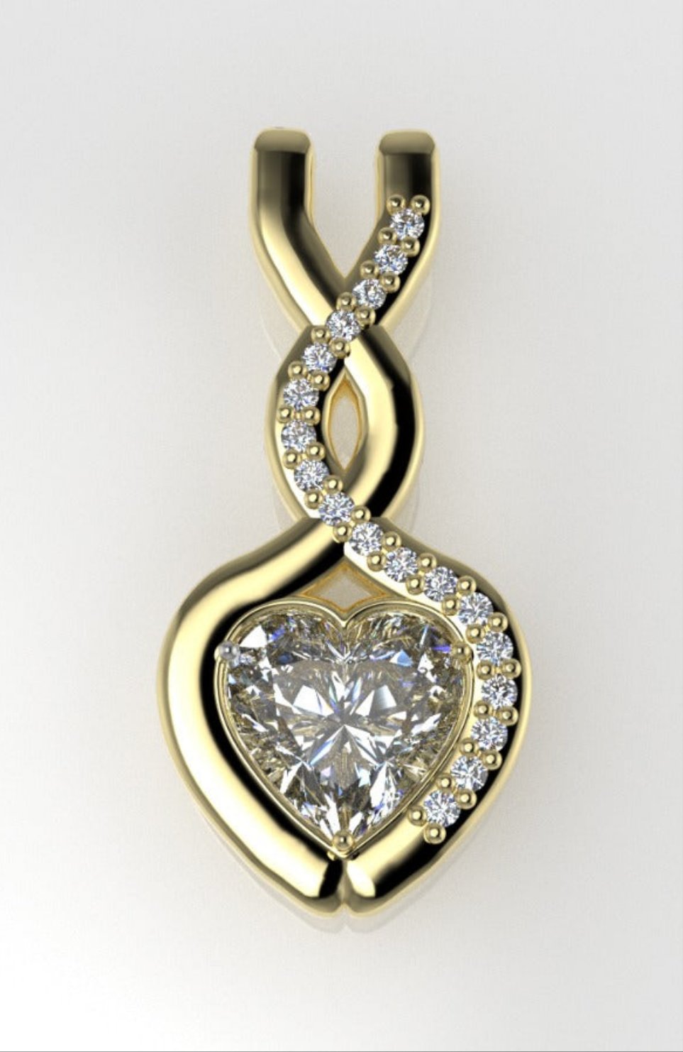 14k pendant, heart style, with MOISSANITE VS1