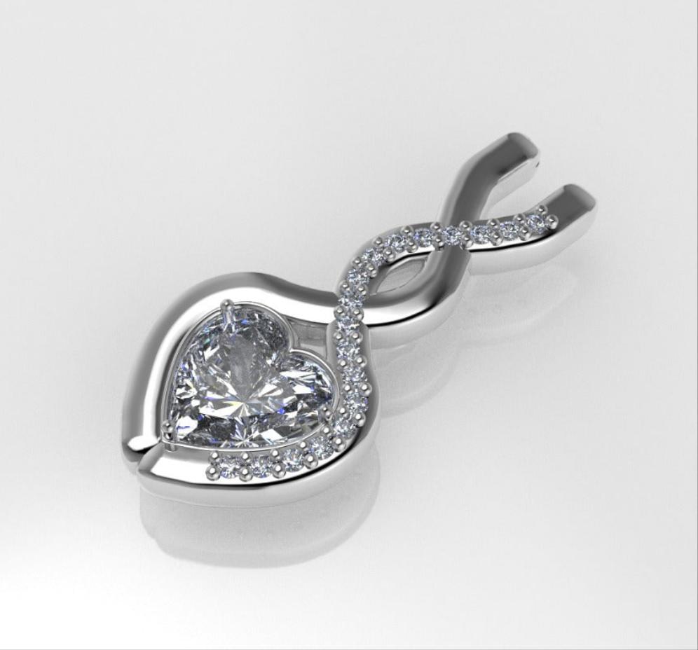 14k pendant, heart style, with MOISSANITE VS1