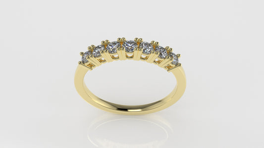 14k yellow gold Ring with 7 Diamond 2.5mm VS1 each, "stt prongs" stone round