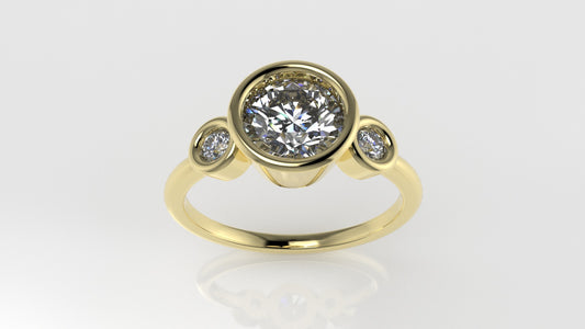 14K Engagement Ring with Diamond VS1, it is Bezel Mounted, band, stone round