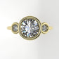 14K Engagement Ring with Moissanite VS1, it is Bezel Mounted, band, stone round