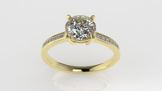 14K solitaire ring with Diamond VS1, "CUT Chanel" "setting prongs"