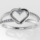 14K yellow gold Ring with Diamond VS1, Heart Style, "double band" "stt prongs"