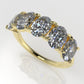 14K Yellow Gold band Ring with 5 MOISSANITE VS1, "Stone Oval" "stt prong"