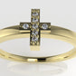 14K gold Ring with 7 Diamonds 1mm each, "Cross Style" stt prongs