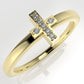 14K gold Ring with 7 Diamonds 1mm each, "Cross Style" stt prongs