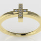 14K gold Ring with 7 Diamonds 1mm each, "Cross Style" stt prongs