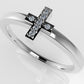 14K gold Ring with 7 Diamonds 1mm each, "Cross Style" stt prongs