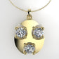14K Pendant with 3 MOISSANITE 3mm VS1 each, 4 prongs each, includes 18 inch chain,