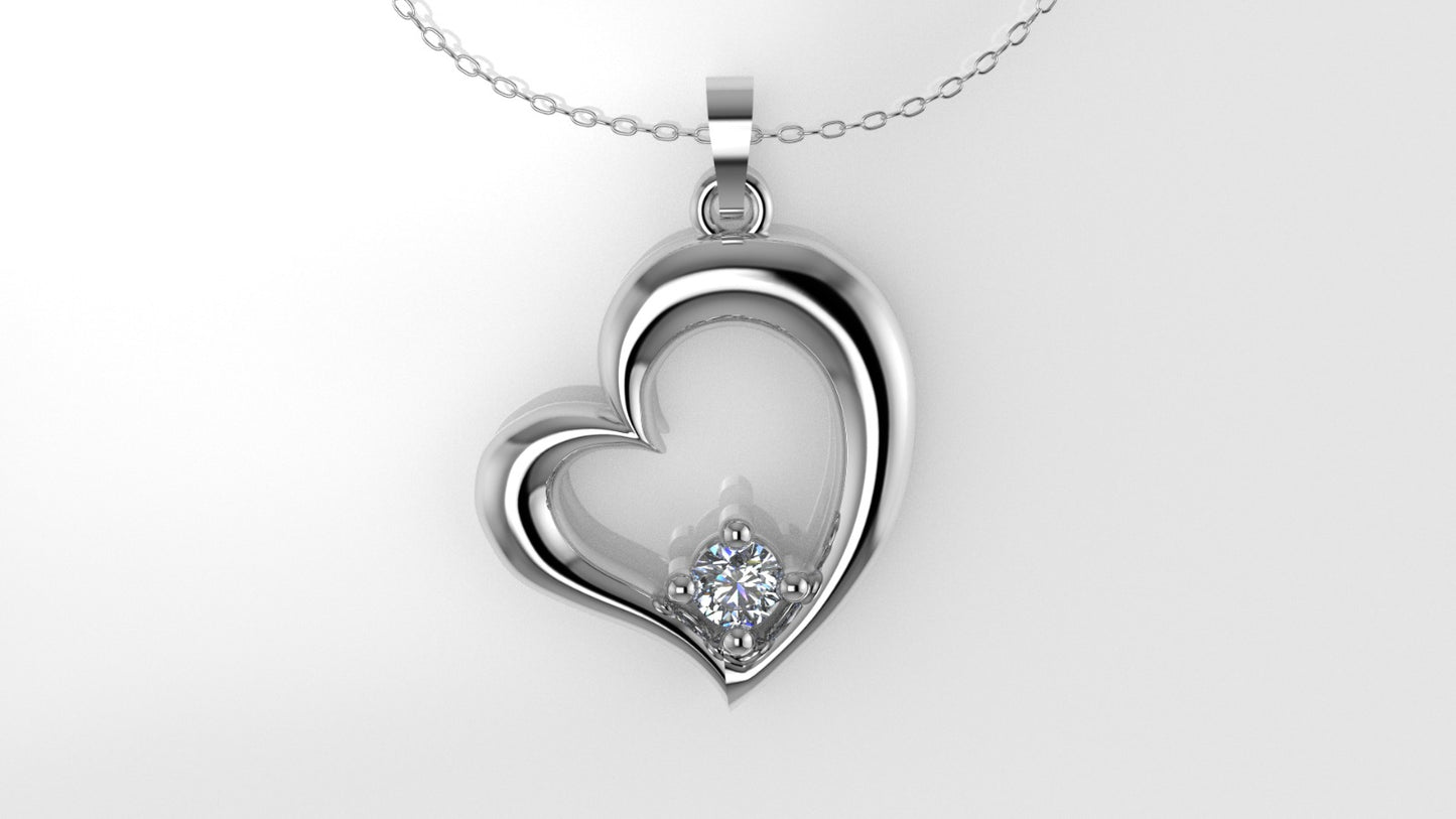 14K Pendant with DIAMOND, includes 18 inch chain, heart style