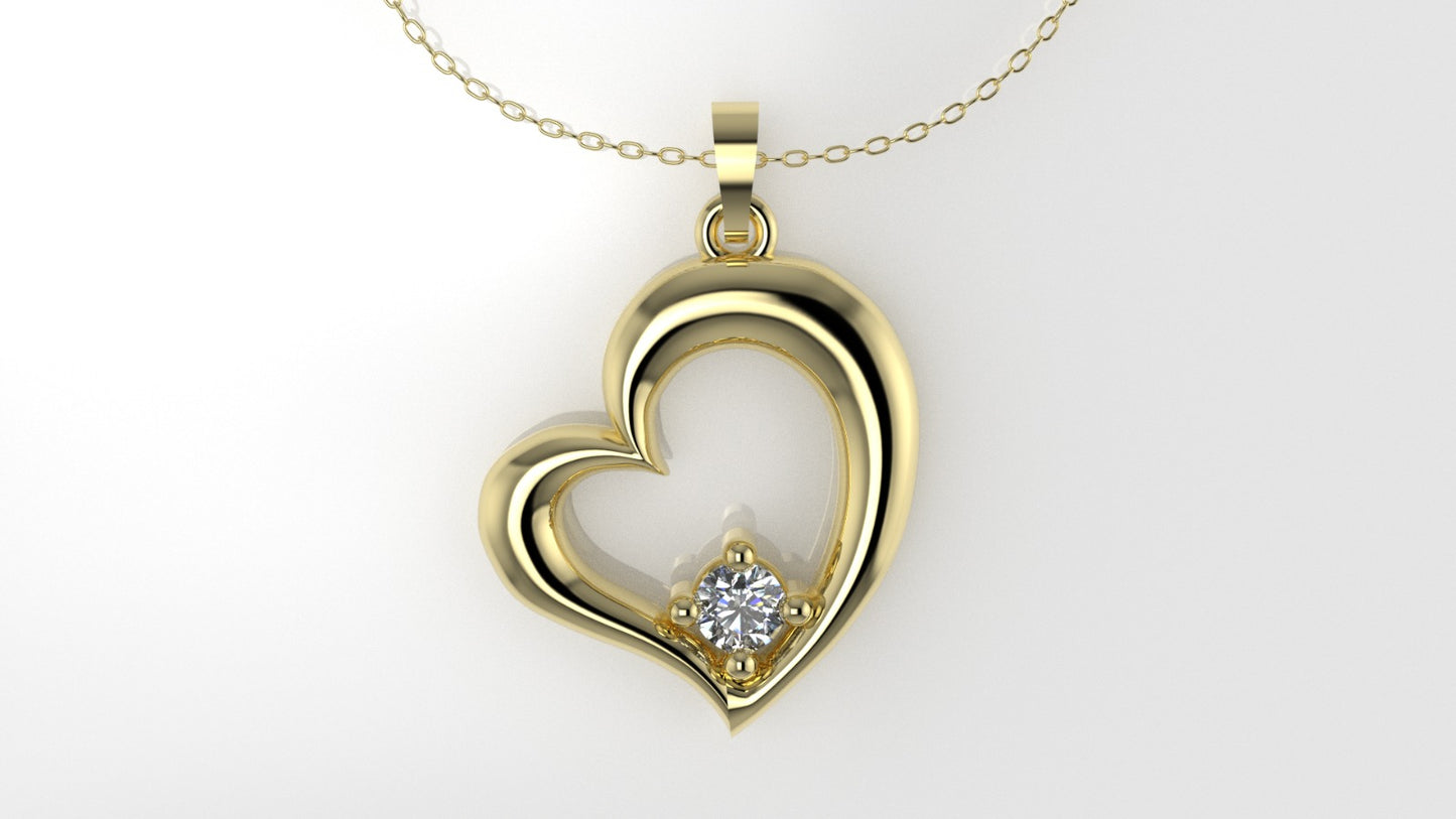 14K Pendant with DIAMOND, includes 18 inch chain, heart style