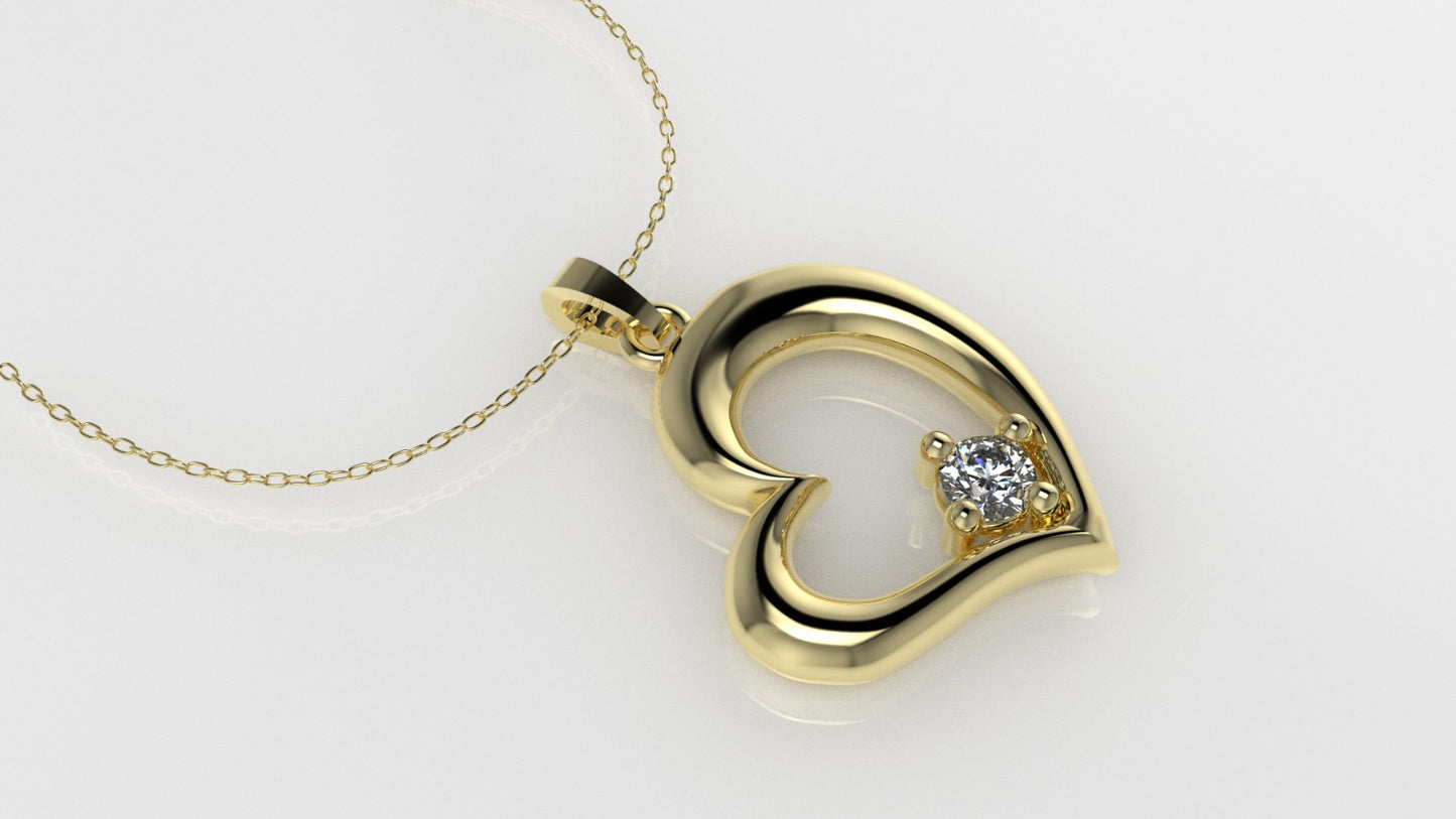 14K Pendant with DIAMOND, includes 18 inch chain, heart style