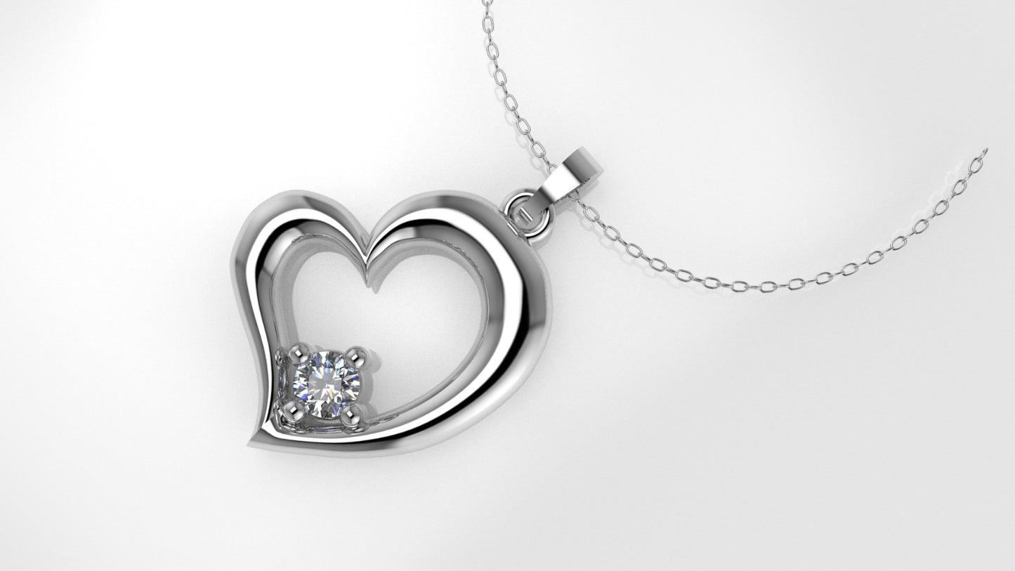 14K Pendant with DIAMOND, includes 18 inch chain, heart style