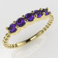 14K Ring with 5 AMETHYST 3mm each, stt prongs, stone round