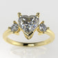 14K Engagement Ring with 3 MOISSANITE VS1, "Style Heart and Round" "prong"