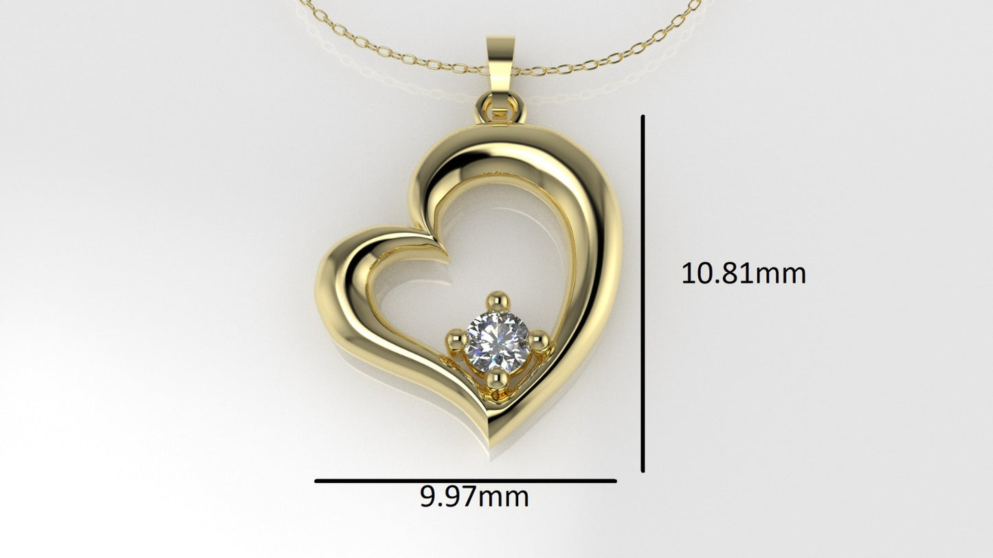 14K Pendant with DIAMOND, includes 18 inch chain, heart style