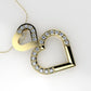 14K Pendant with 23 MOISSANITE 1mm VS1 each, includes 18 inch chain, two hearts