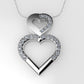 14K Pendant with 23 MOISSANITE 1mm VS1 each, includes 18 inch chain, two hearts