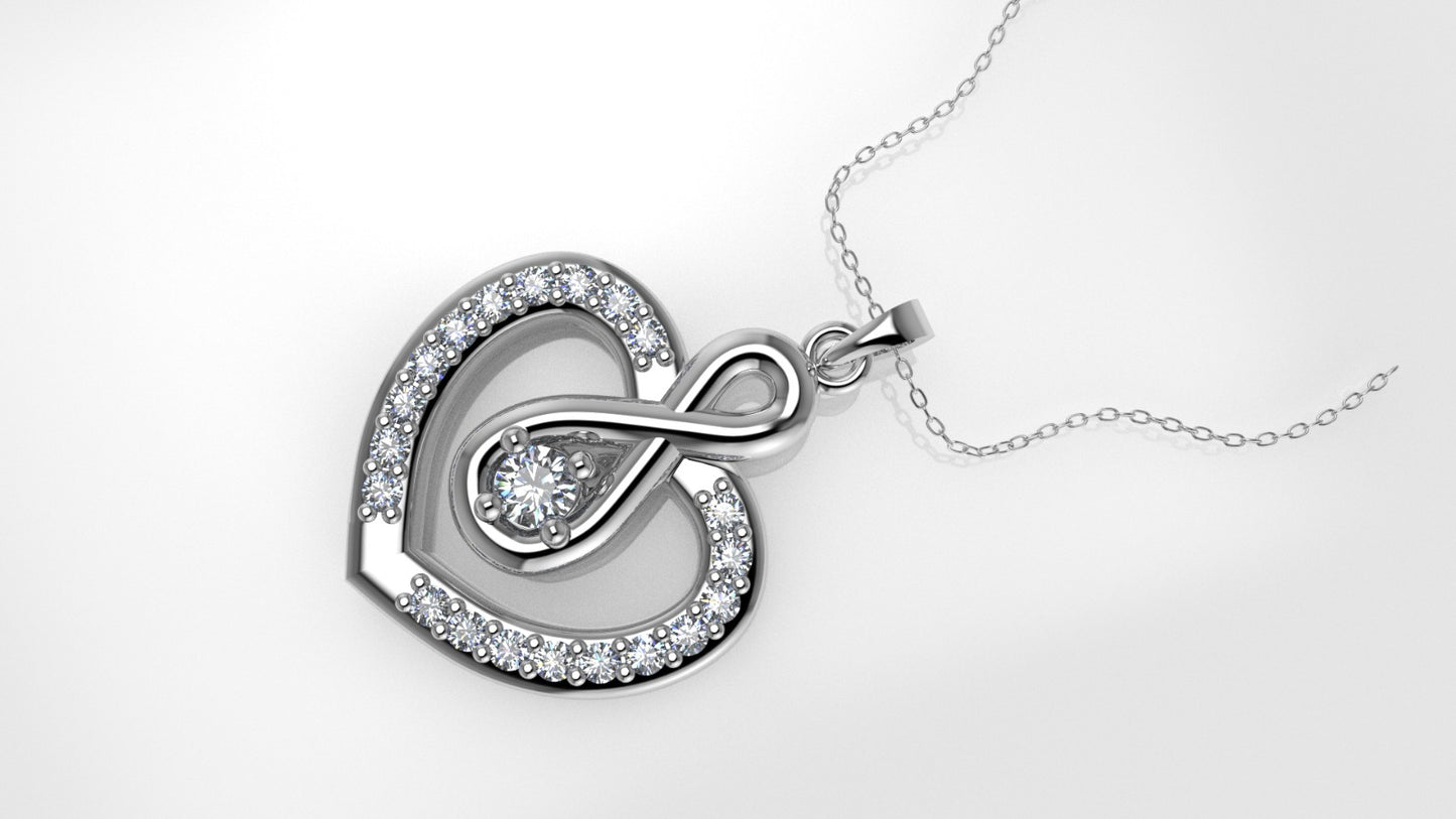 14K Pendant with 21 MOISSANITE VS1, includes 18 inch chain, Heart Style