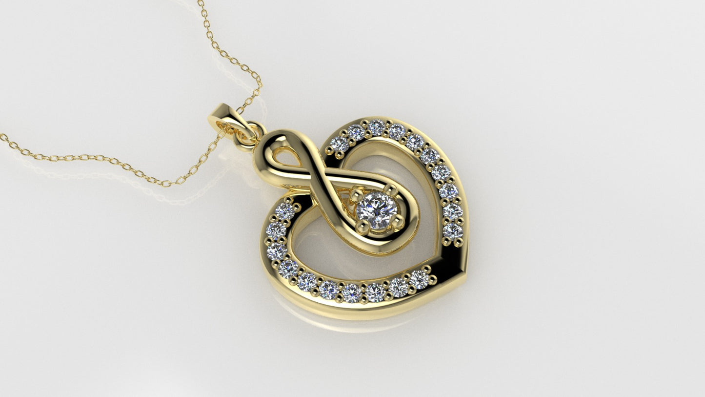 14K Pendant with 21 MOISSANITE VS1, includes 18 inch chain, Heart Style