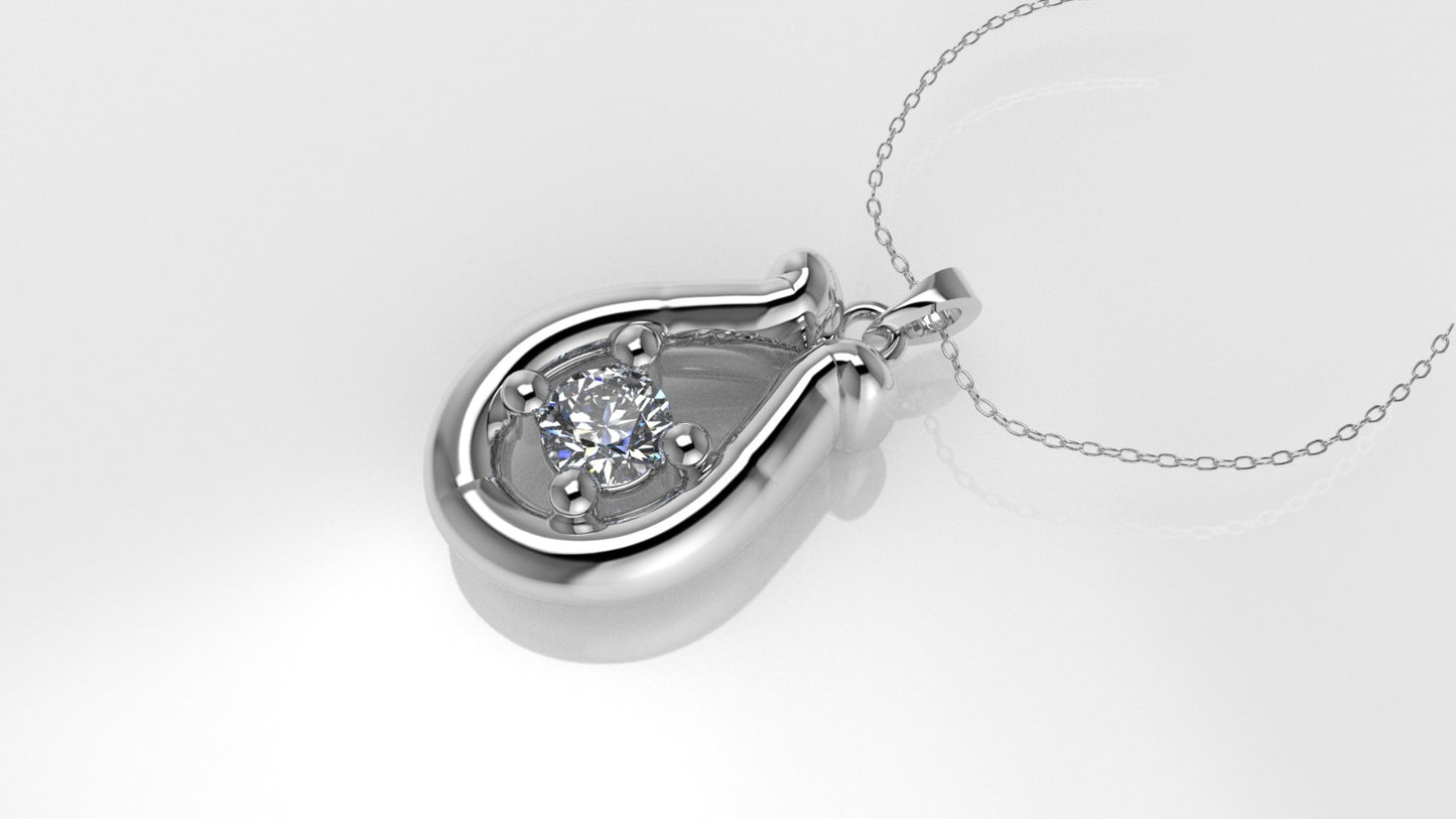 14K Pendant with 1 DIAMOND 3mm, includes 18 inch chain