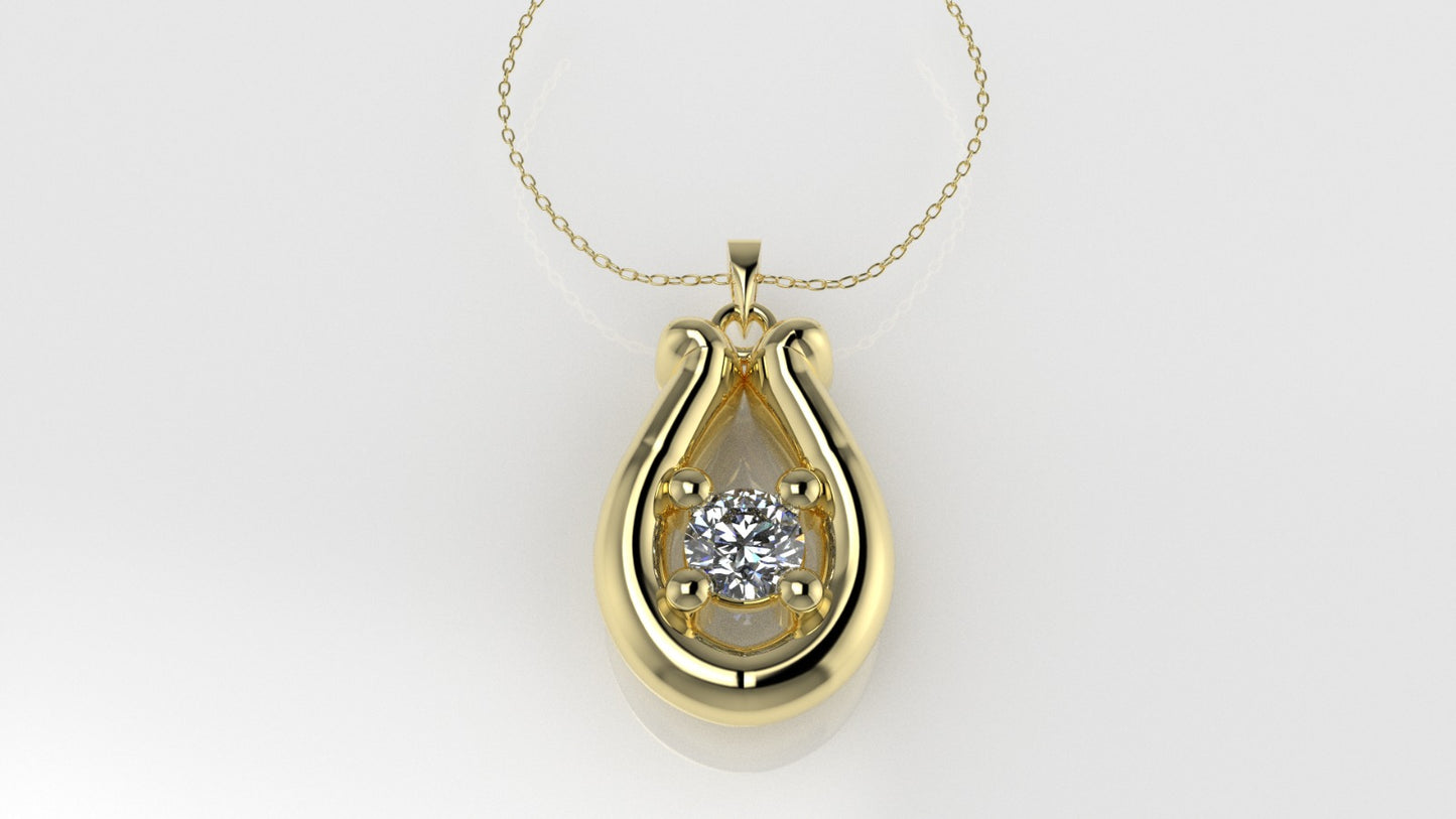 14K Pendant with 1 DIAMOND 3mm, includes 18 inch chain