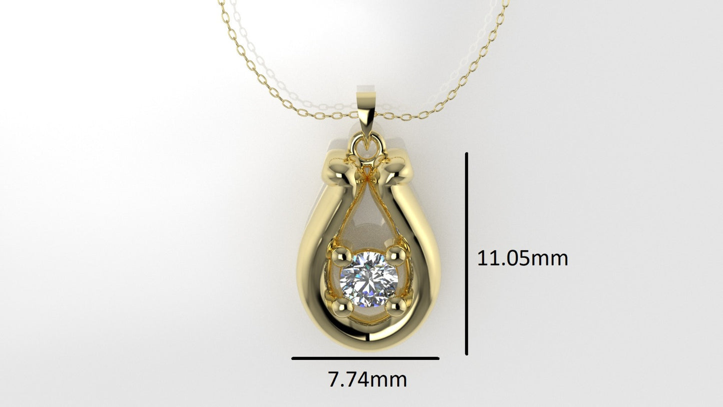 14K Pendant with 1 DIAMOND 3mm, includes 18 inch chain