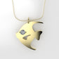 14K Pendant with 1 DIAMOND 2mm, includes 18 inch chain, Fish Style