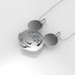 14K Pendant with 2 MOISSANITE 2mm VS1 each, includes 18 inch chain, Mickey Mouse Face