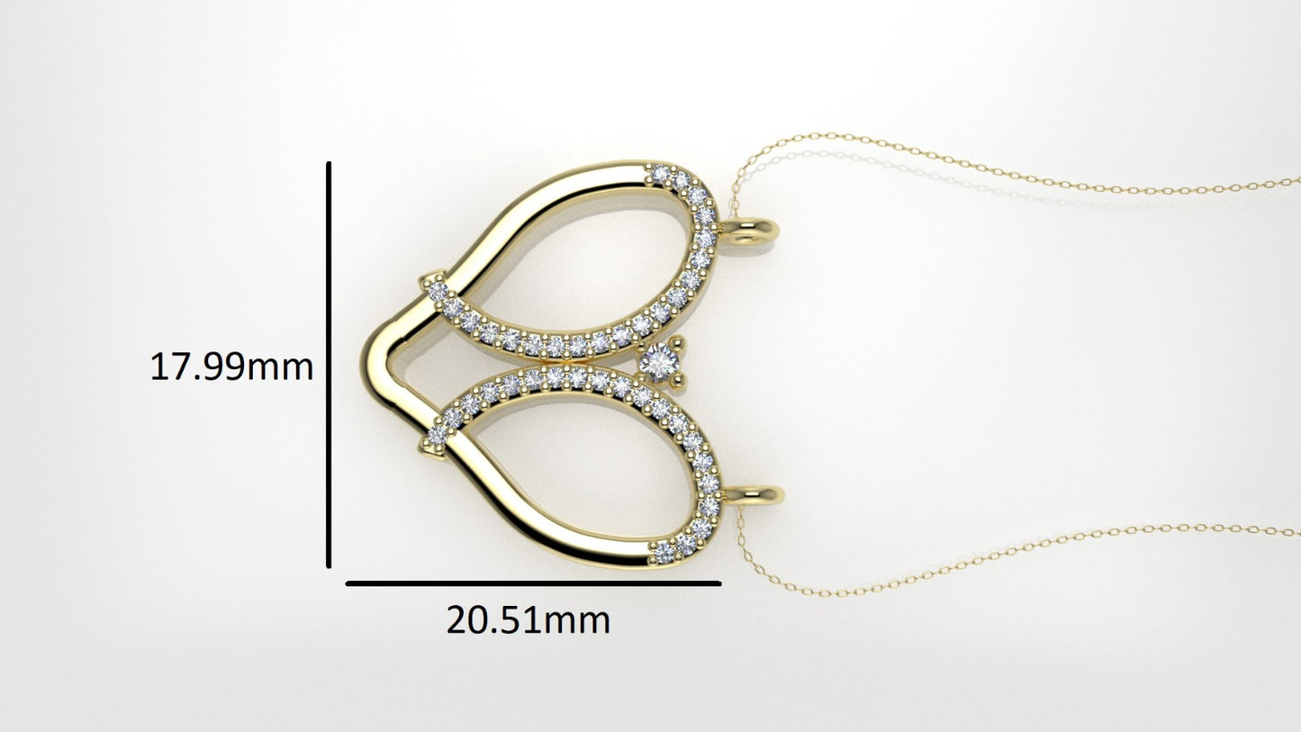 14K Pendant with 41 MOISSANITE VS1 , includes 18 inch chain, Broken Heart Style