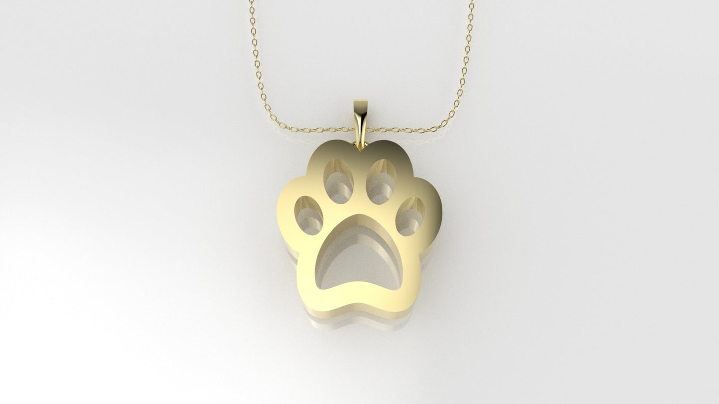 14K Pendant, includes 18 inch chain, "Dog Paw"