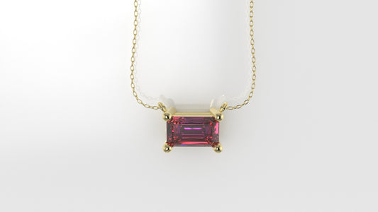 14K Pendant with 1 TOURMALINE PINK GENUINE, includes 18 inch Chain, "rectangular stone"