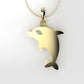 14K Pendant with 1 Diamond 1mm, includes 18 inch Chain, "Figure of a Dolphin"