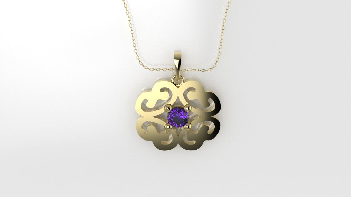 14K Pendant with 1 Amethyst 3mm, includes 18 inch Chain