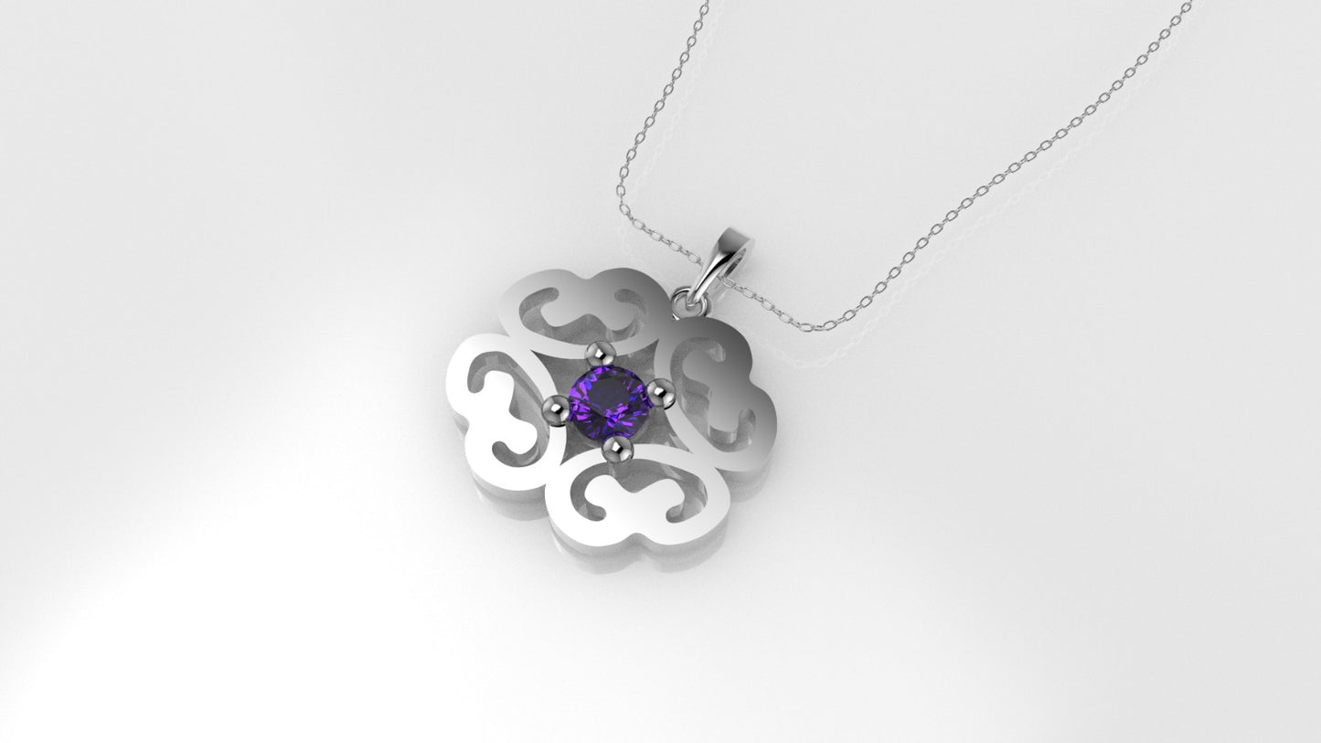 14K Pendant with 1 Amethyst 3mm, includes 18 inch Chain