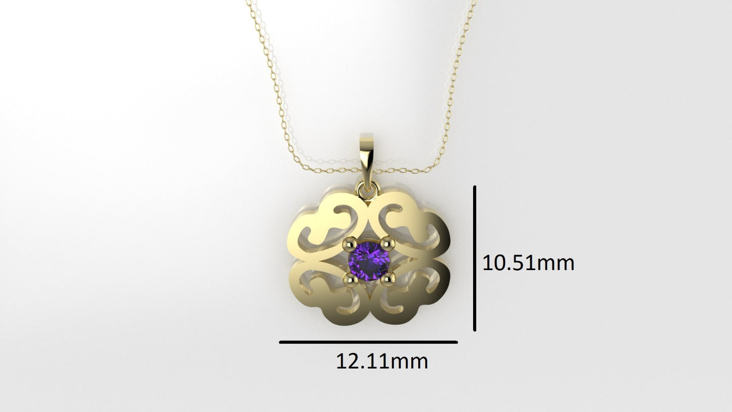 14K Pendant with 1 Amethyst 3mm, includes 18 inch Chain