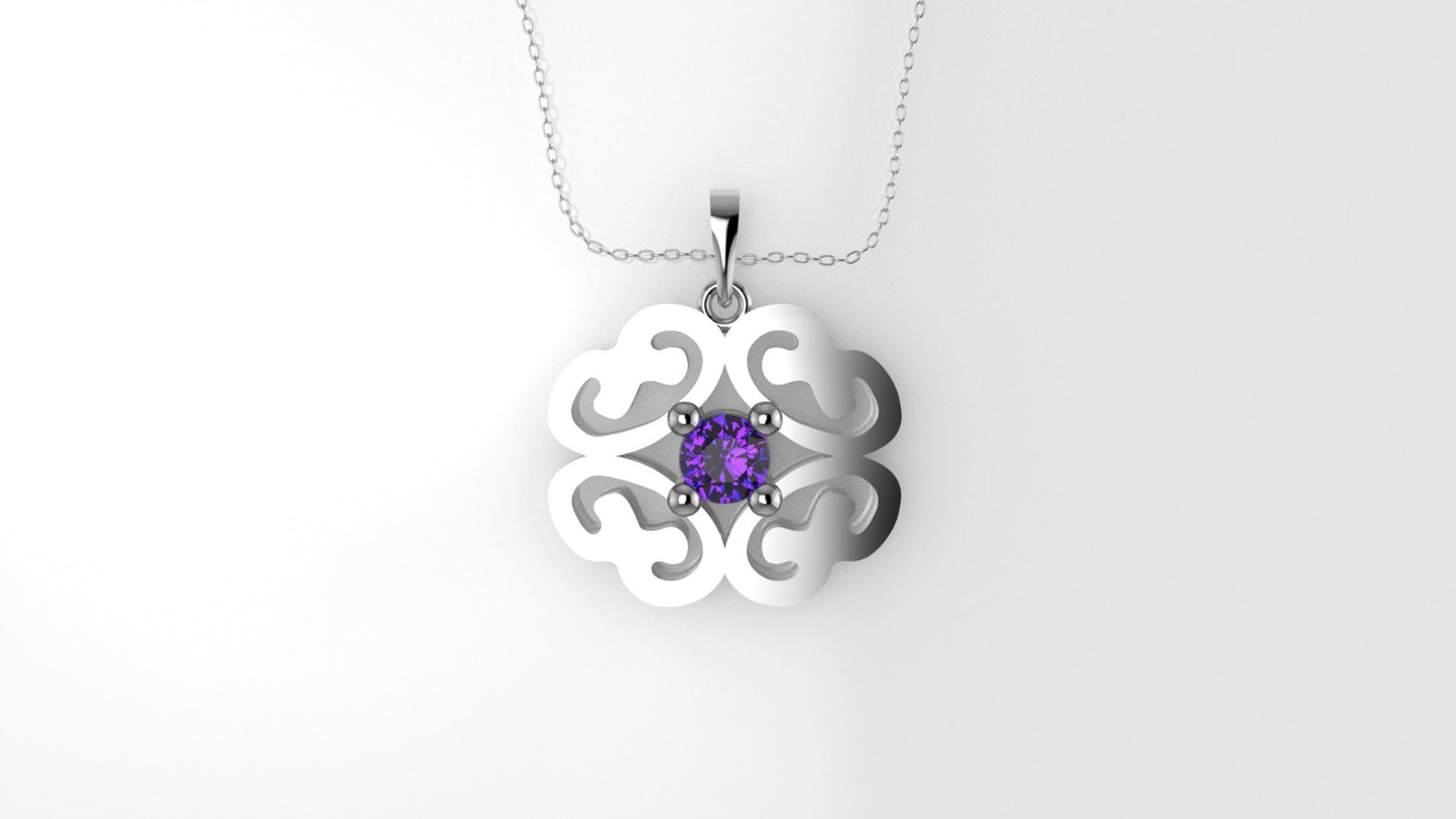 14K Pendant with 1 Amethyst 3mm, includes 18 inch Chain